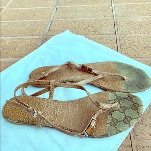 Authentic Leather Gucci Thong Sandals